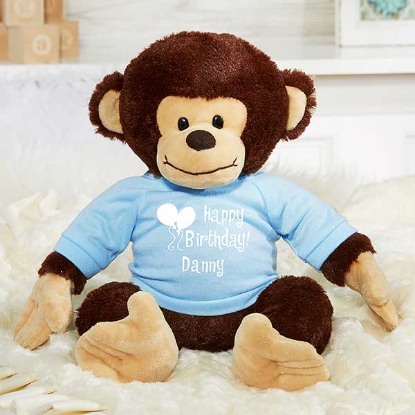 Personalized Plush Monkey - Happy Birthday - 31686