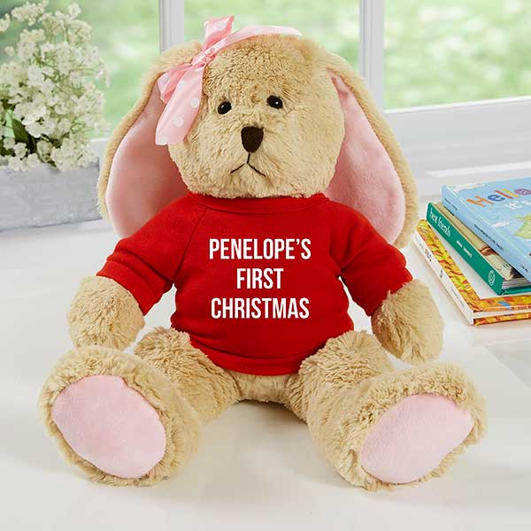 First Christmas Personalized Tan Plush Bunny - 31732