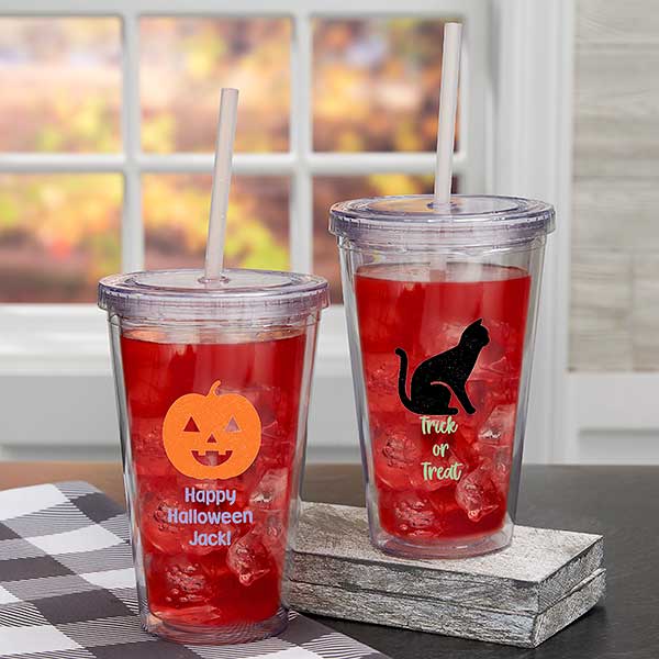 Custom Christmas Penguins Double Wall Tumbler with Straw