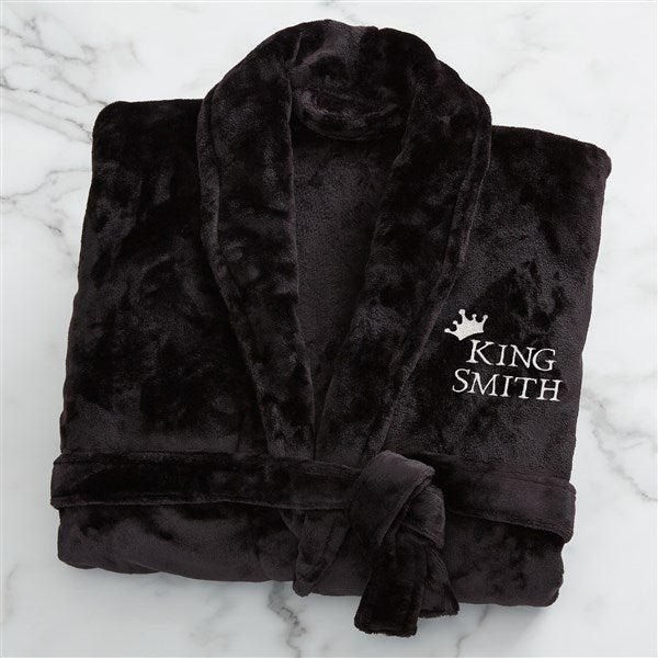 King and Queen Wedding Embroidered Luxury Fleece Robes - 31769