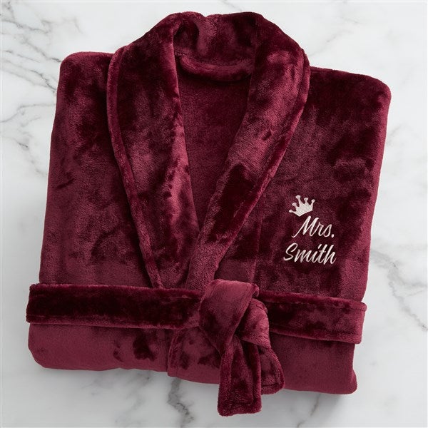 King and Queen Wedding Embroidered Luxury Fleece Robes - 31769