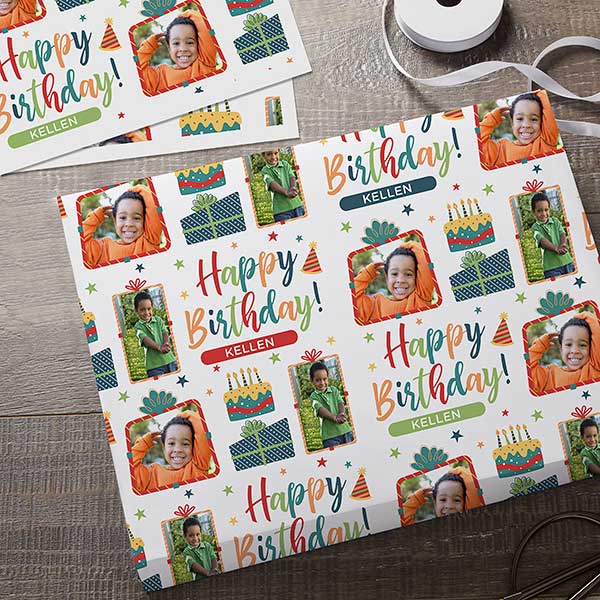 Birthday Celebration Personalized Photo Wrapping Paper - 31790