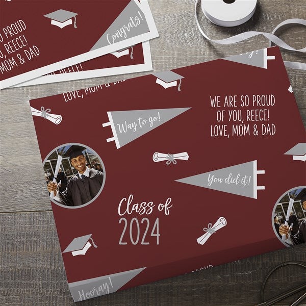 Graduation Pennant Personalized Photo Wrapping Paper - 31792