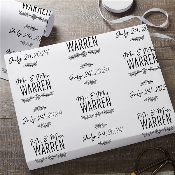 Sketched Laurel Wedding Personalized Wrapping Paper - 31793
