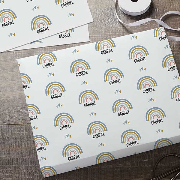 Boho Rainbow Personalized Baby Wrapping Paper - 31797