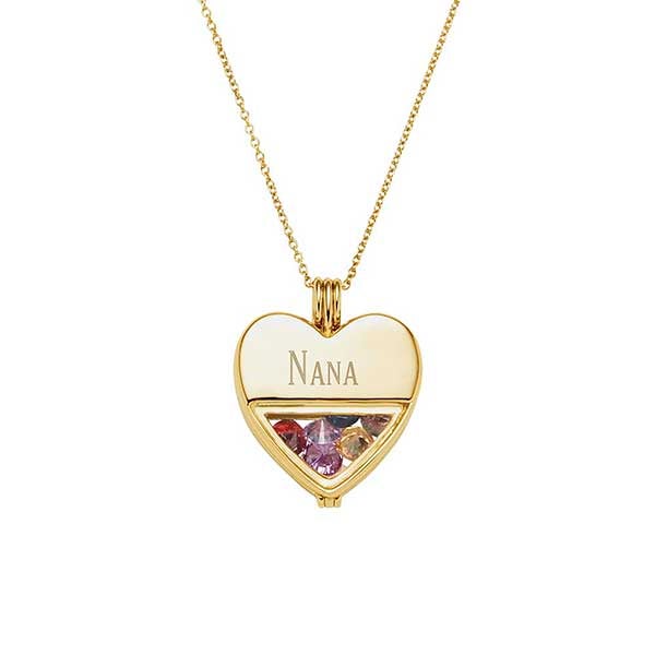 Engraved Glass Heart Birthstone Locket - 31860D