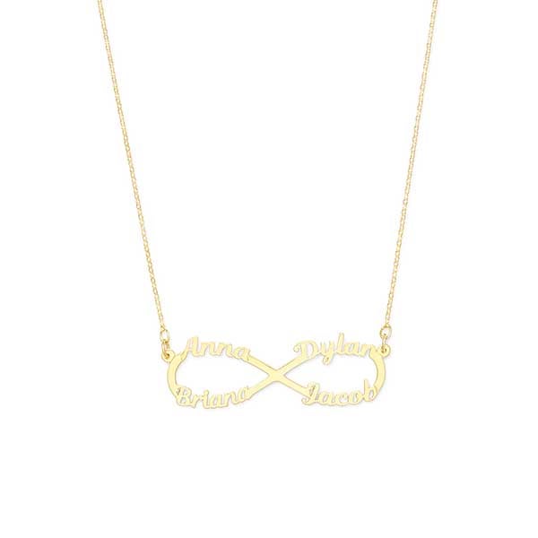 Infinity Name Custom Gold Necklace 4 Names