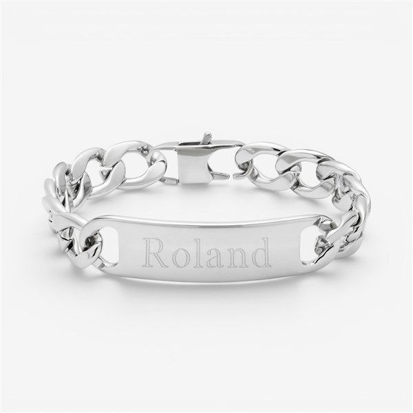 Engraved Men's Stainless Steel Curb Link ID Bracelet - 31863D