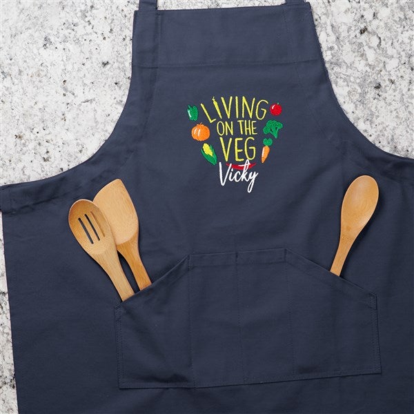 Living on the Veg Custom Embroidered Cooking Aprons - 31876