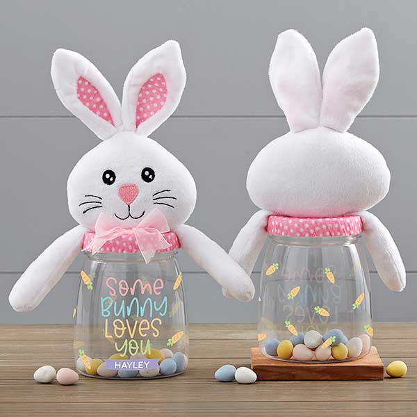 Some Bunny Loves You Personalized Easter Bunny Candy Jars - 31878