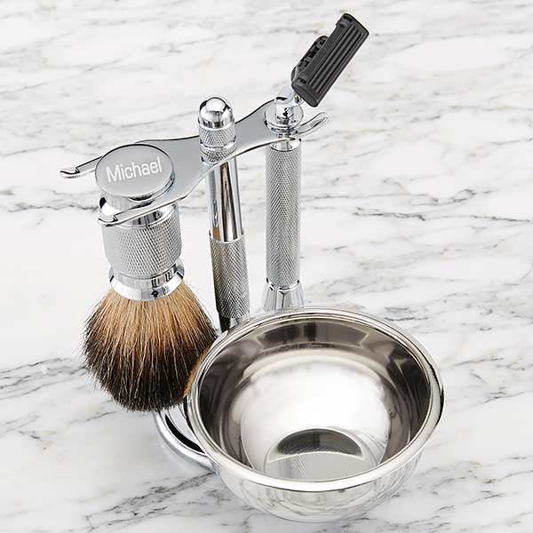  Classic Celebrations Engraved Stainless Steel Shaving Brush Kit - 31893