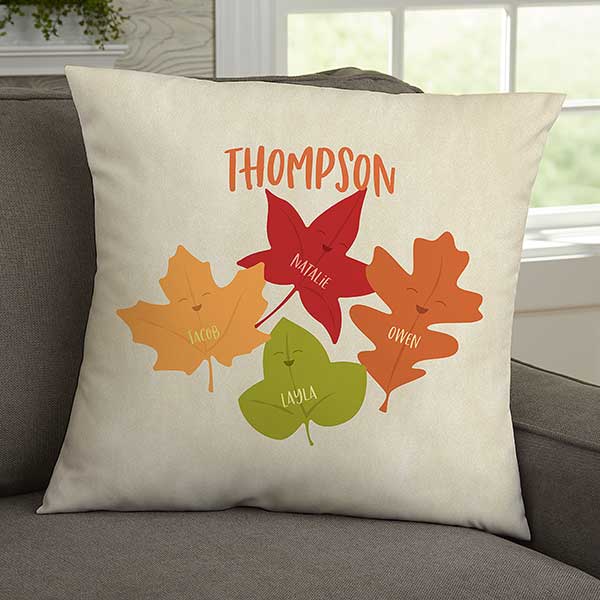Fall Family Leaf Character Personalized Throw Pillows - 31896
