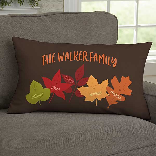 Fall Family Leaf Character Personalized Throw Pillows - 31896