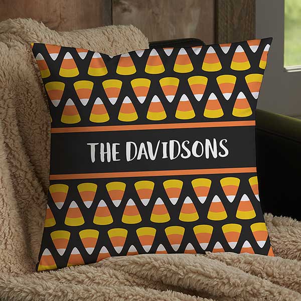 Candy Corn Family Personalized Halloween Throw Pillows - 31898