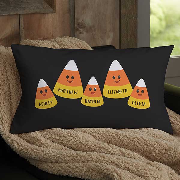 Candy Corn Family Personalized Halloween Throw Pillows - 31898