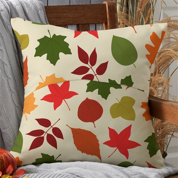 Fall Family Leaf Character Personalized Outdoor Throw Pillow 20x20