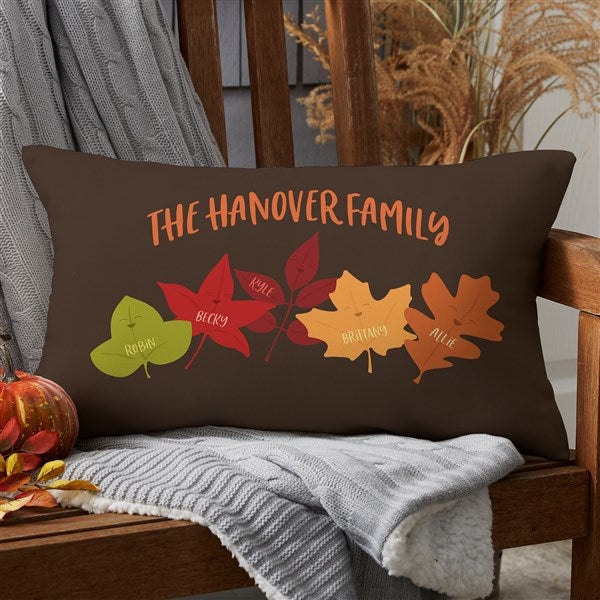 Fall Family Leaf Character Personalized Outdoor Throw Pillow - 31929