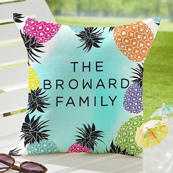 Pineapple Party Personalized Outdoor Throw Pillows