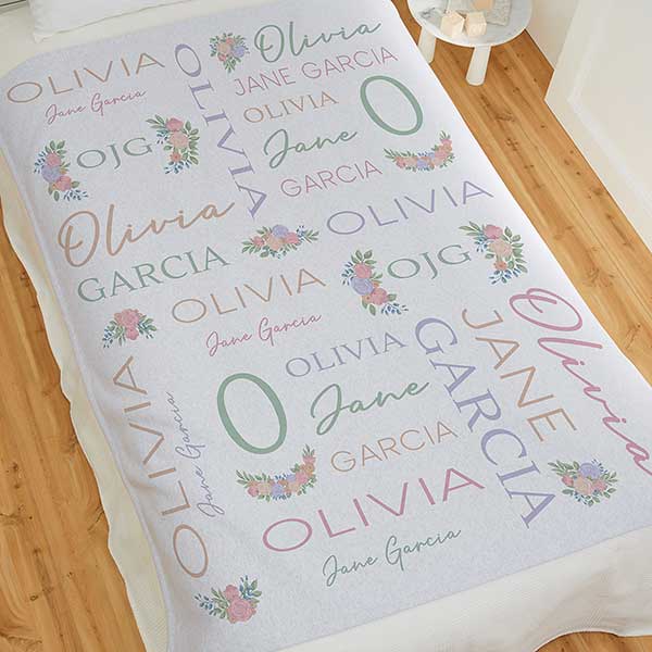 Blooming Baby Girl Personalized Baby Blankets - 31963