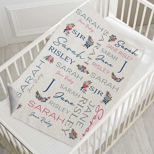 Blooming Baby Girl Personalized 30x40 Quilted Blanket
