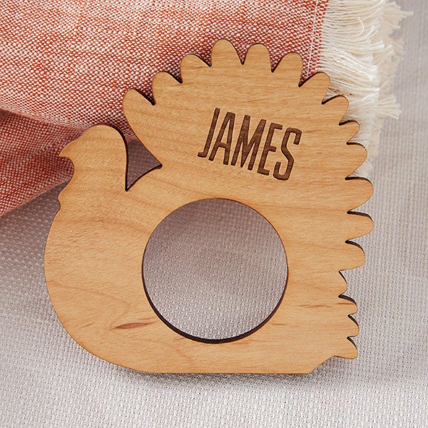 Gather & Gobble Personalized Wooden Napkin Rings - 31969