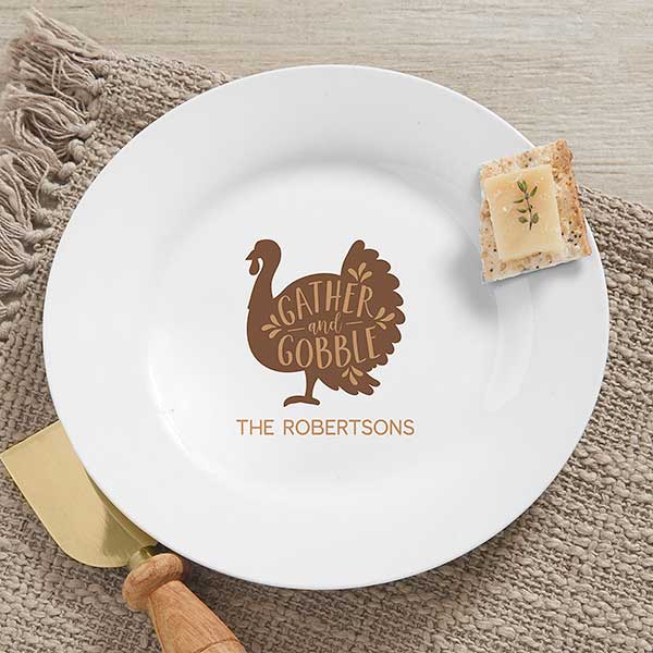 Gather & Gobble Personalized Thanksgiving Appetizer Plate - 31972
