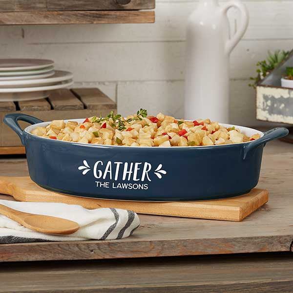 Gather & Gobble Personalized Classic Oval Ceramic Bakeware - 31981