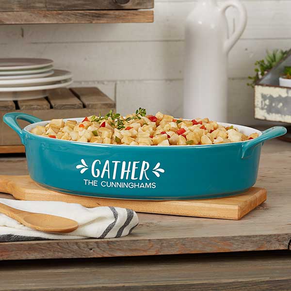 Gather & Gobble Personalized Classic Oval Ceramic Bakeware - 31981