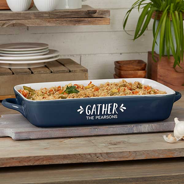 Gather & Gobble Personalized Ceramic Casserole Baking Dish - 31986