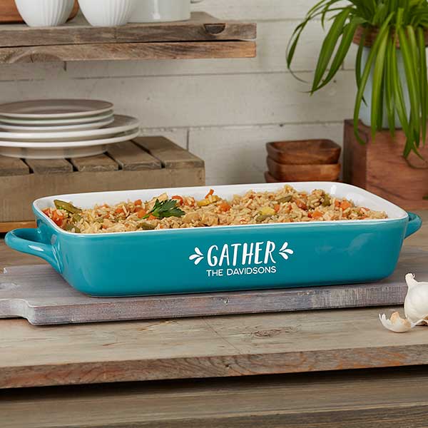 Gather & Gobble Personalized Ceramic Casserole Baking Dish - 31986