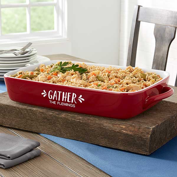 Gather & Gobble Personalized Ceramic Casserole Baking Dish - 31986