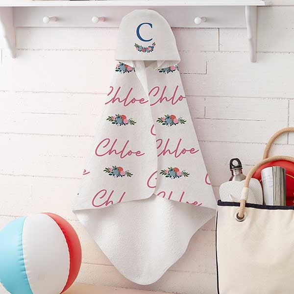 Blooming Personalized Baby Girl Hooded Beach & Pool Towel - 31990