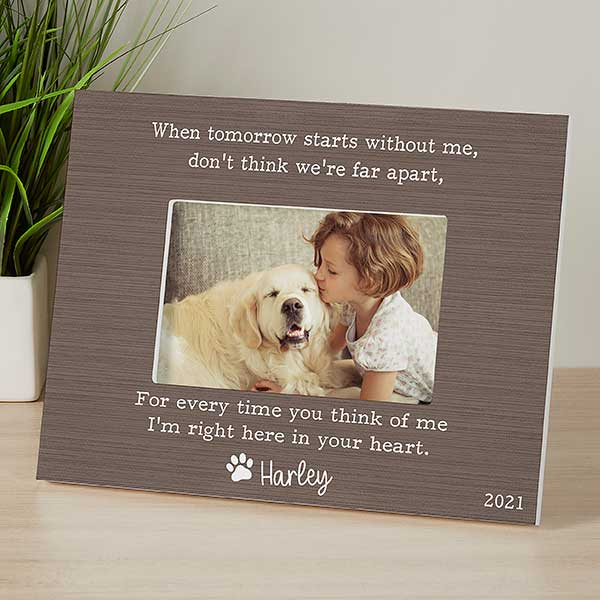 Rustic-Style Wooden Pet Memorial Picture Frame, 9.5x7.9-Inch Sentimental  Dog Photo Frame to Memorialize Pets That Have Passed On, Forever In Our