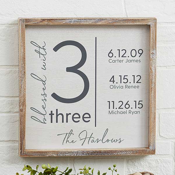 Blessed With Personalized Barnwood Frame Wall Art - 32018