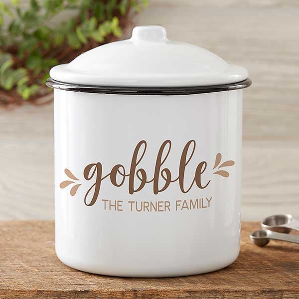 Gather & Gobble Personalized Enamel Kitchen Canisters - 32032