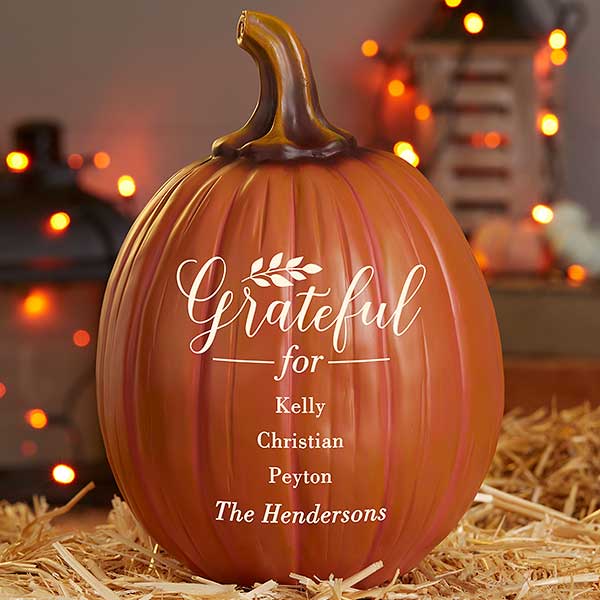 Grateful For Family Personalized Pumpkins - 32039