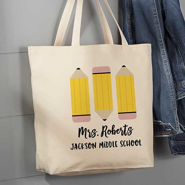 Teacher's Icons Personalized Teacher Canvas Tote Bags - 32041