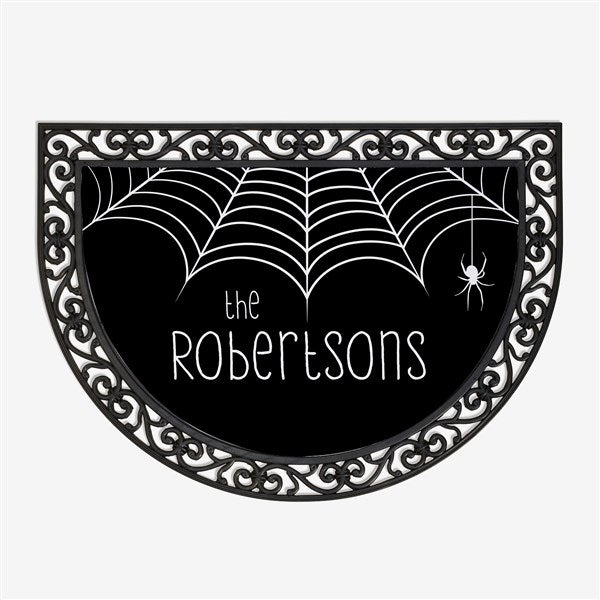 Spider Web Personalized Half Round Halloween Doormat - 32045