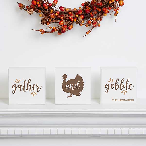 Gather & Gobble Personalized Thanksgiving Shelf Decor - 32052