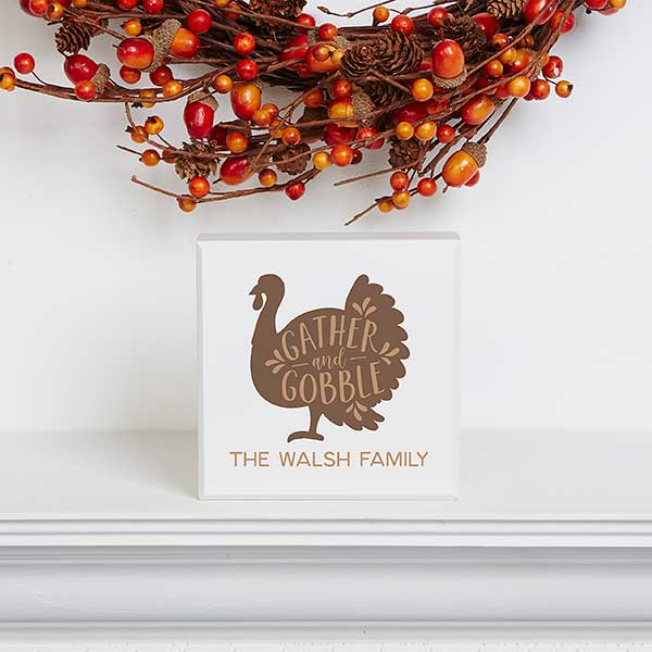 Gather & Gobble Personalized Thanksgiving Shelf Decor - 32052