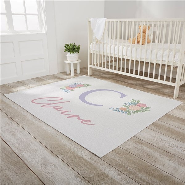 Blooming Baby Girl Personalized Nursery Area Rug - 4x5