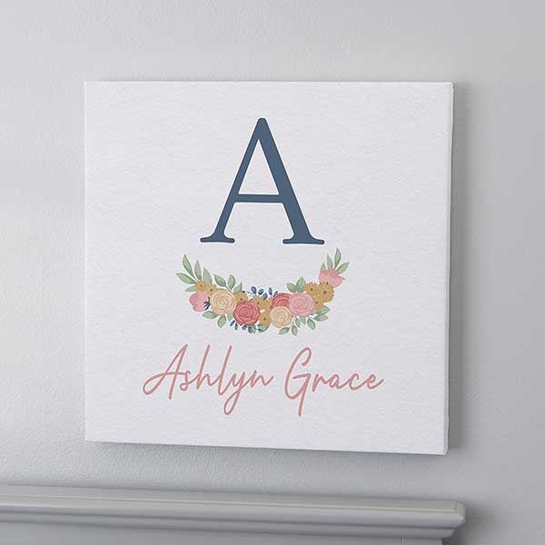 Blooming Baby Name Personalized Nursery Canvas Prints - 32075