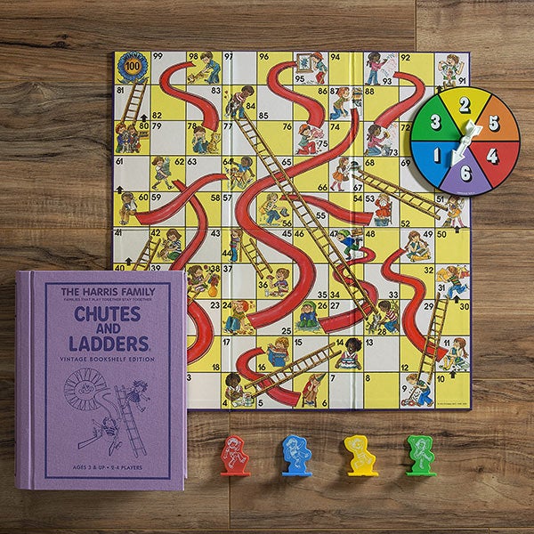 Personalized Chutes & Ladders Board Game - Vintage Bookshelf Edition - 32093