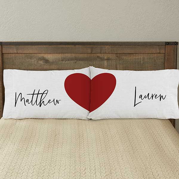 Pillow Case Set Personalised Mr & Mrs with Love Heart 