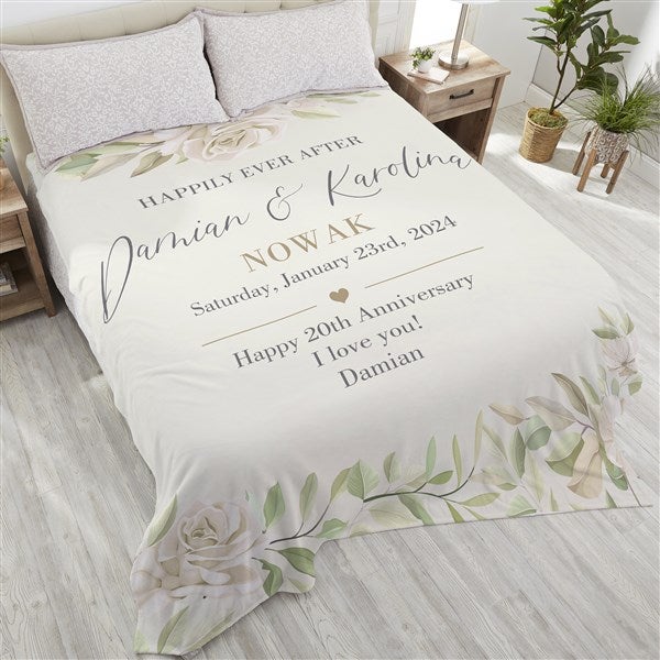 Floral Anniversary Personalized Couple Blankets - 32115