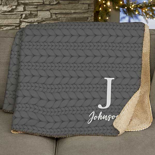 Christmas Sweater Monogram Personalized Blankets - 32117