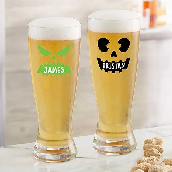 Jack-o'-Lantern Personalized Halloween Beer Glasses - 32124