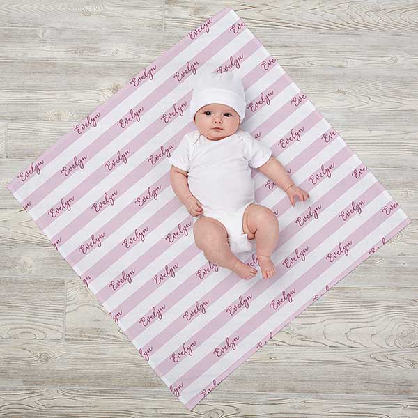 Delicate Stripes Personalized Baby Girl Receiving Blanket