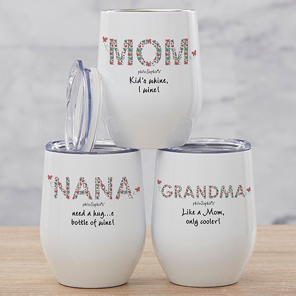 Floral Mom philoSophie's® Personalized Stainless Insulated Wine Cup