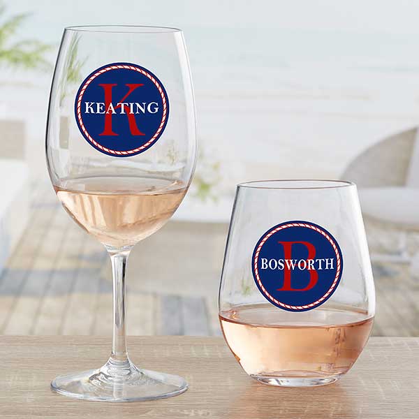 Anchors Aweigh! Personalized Stemless Wine Glass